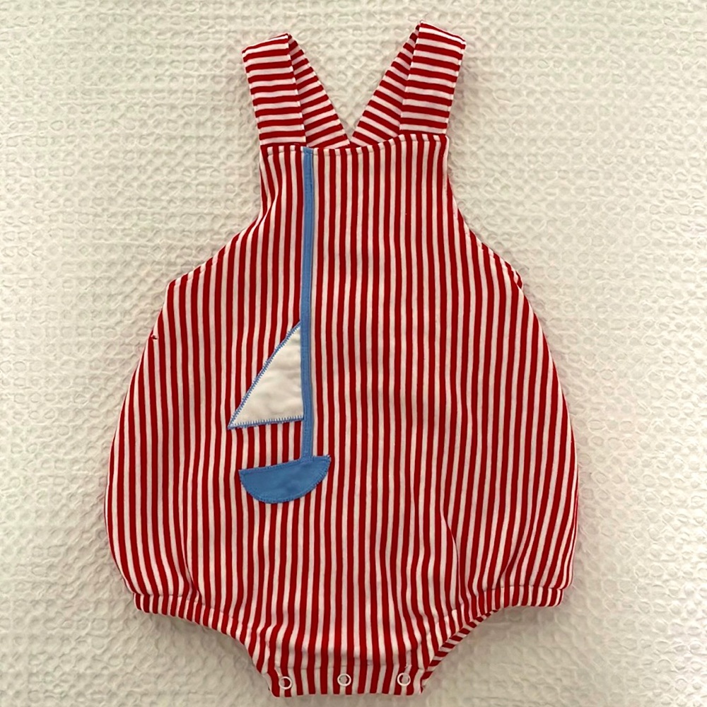 Beaufort Bonnet Co red and white sunsuit; size 6-12 months
